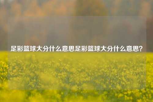 足彩篮球大分什么意思足彩篮球大分什么意思？