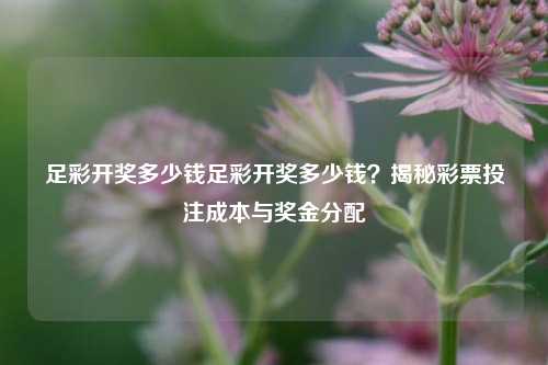 足彩开奖多少钱足彩开奖多少钱？揭秘彩票投注成本与奖金分配