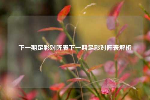 下一期足彩对阵表下一期足彩对阵表解析