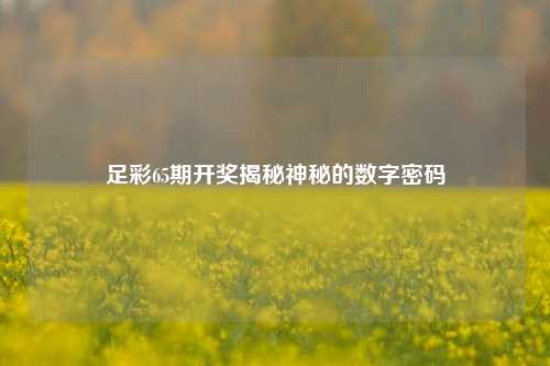 足彩65期开奖揭秘神秘的数字密码
