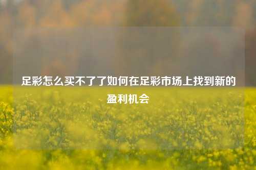足彩怎么买不了了如何在足彩市场上找到新的盈利机会