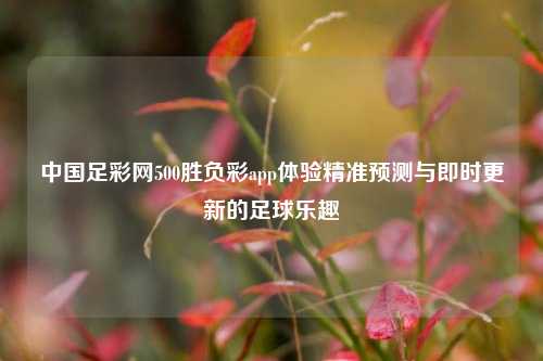 中国足彩网500胜负彩app体验精准预测与即时更新的足球乐趣