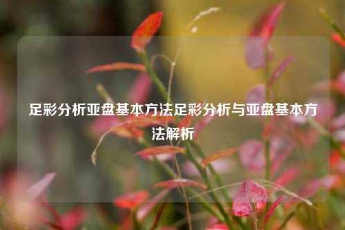 足彩分析亚盘基本方法足彩分析与亚盘基本方法解析